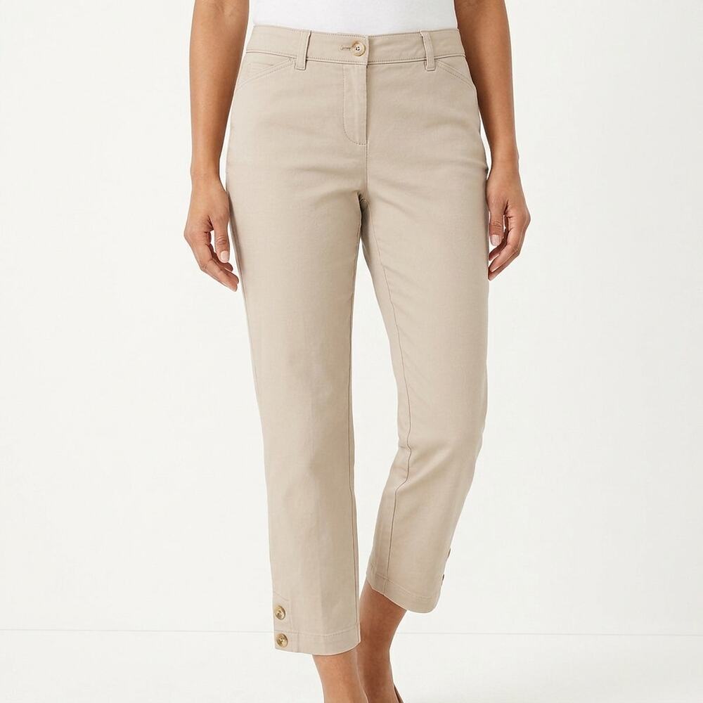 Ann Taylor LOFT Original Crop Tan Cropped Stretch Pants Women Size 00P
